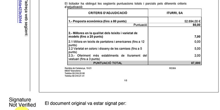 Criterios de adjudicación de los uniformes de conductor de la Generalitat al Grupo Iturri.