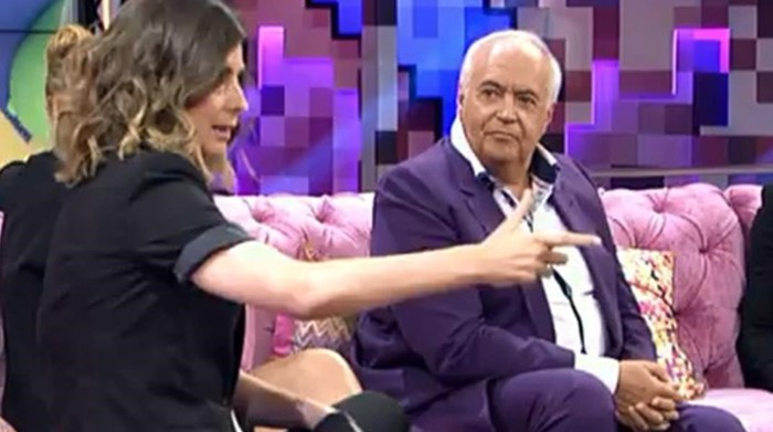 José Luis Moreno con Sandra Barneda en el plató de Hable con Ellas 