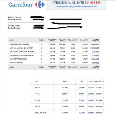 Factura Carrefour virus Carrefour.C.VivaLaFrance