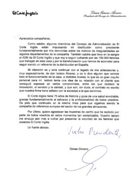 Carta de Dimas Gimeno