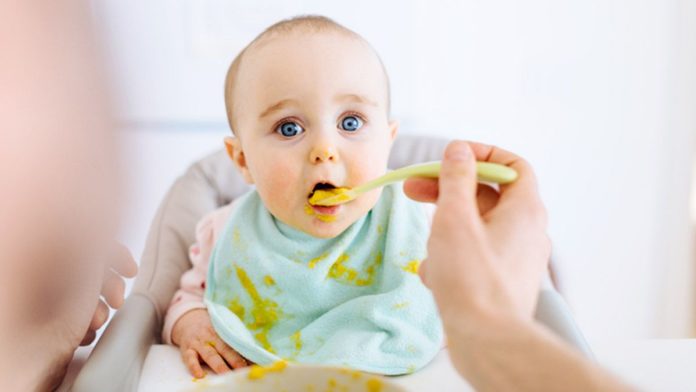 Foto de Bebé comiendo tupper de comida casera ecológica