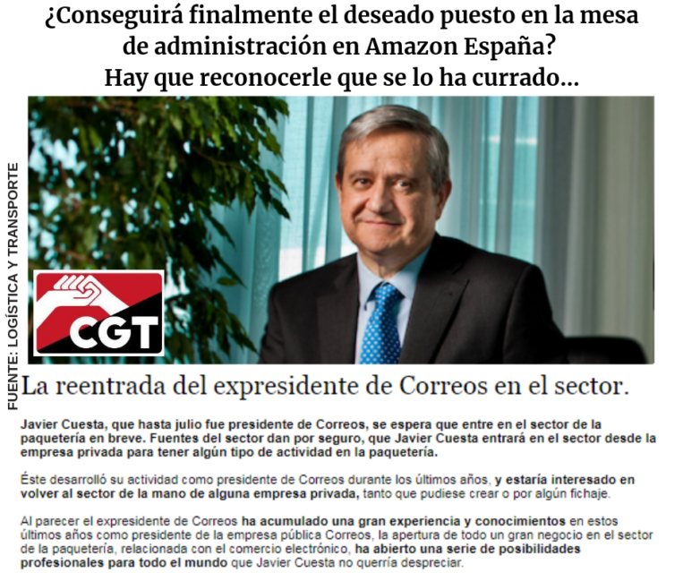 El expresidente de Correos, Javier Cuesta Nuin, ¿a un paso de Amazon? 1 Merca2.es Correos