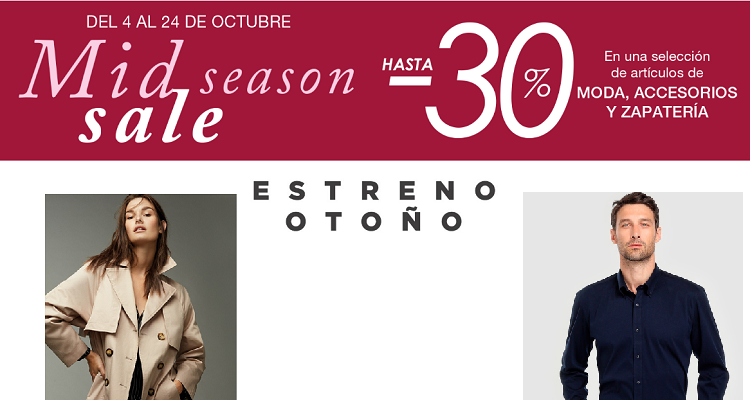 Super ofertas de El Corte Inglés en Octubre con un 30% descuento