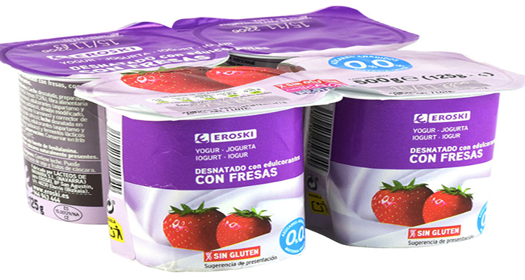 El yogur desnatado con fresas de Eroski