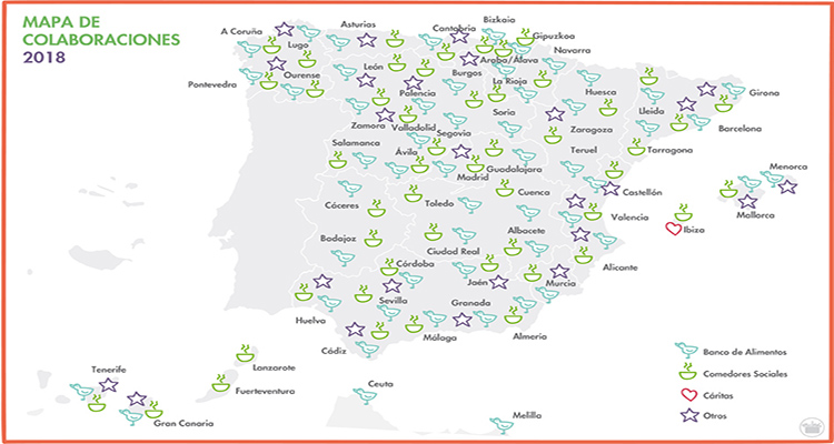 Mapa de colaboraciones 2018. Mercadona