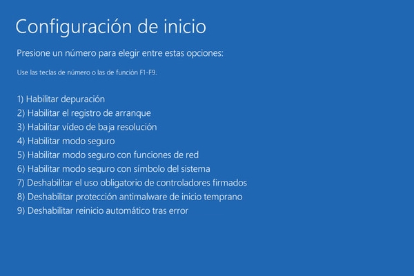 Pantalla Modo Seguro Windows 10