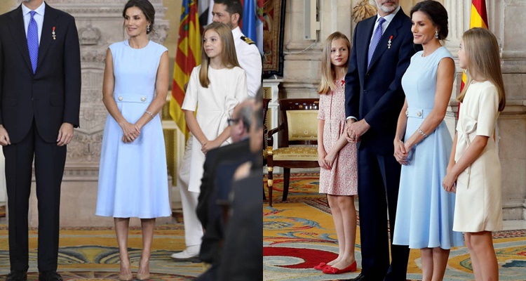 La Reina Letizia de azul cielo