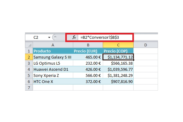 Símbolos de moneda en Excel