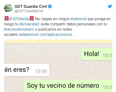 Guardia Civil avisa del peligro del reto viral