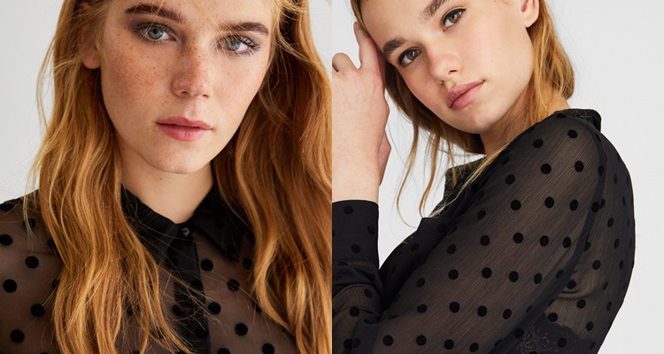 Camisa bordada con lunares