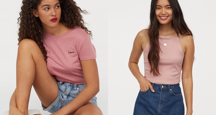 Camisetas rosas de H&m