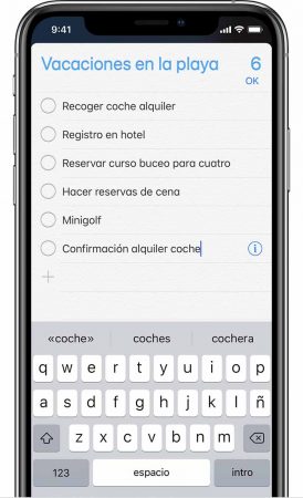 Recordatorios de iPhone