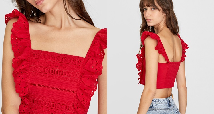 Top rojo de Stradivarius