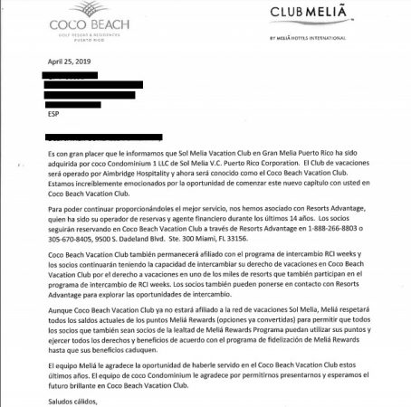carta anunciando la marcha melia 1 Merca2.es