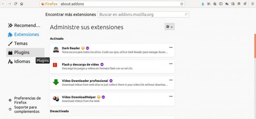 Preferencias de Firefox