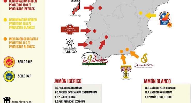 Cuatro denominaciones de origen del jamon iberico