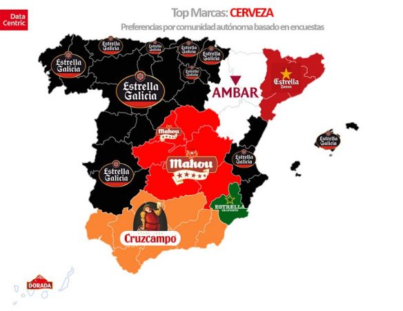 Mapa de top marcas de CERVEZA en España Merca2.es