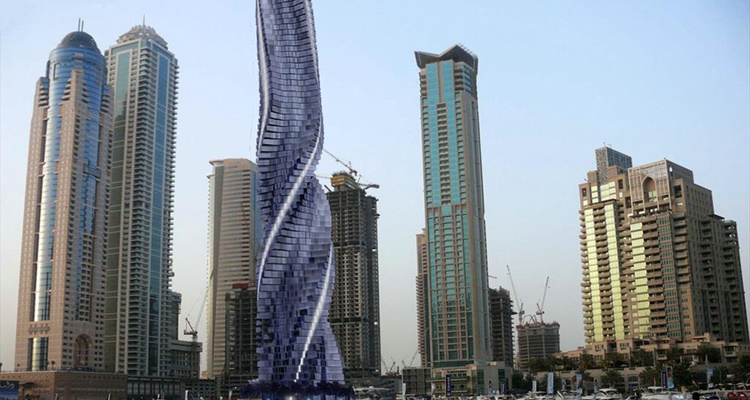 Monumentos futuristas la torre giratoria de Dubai