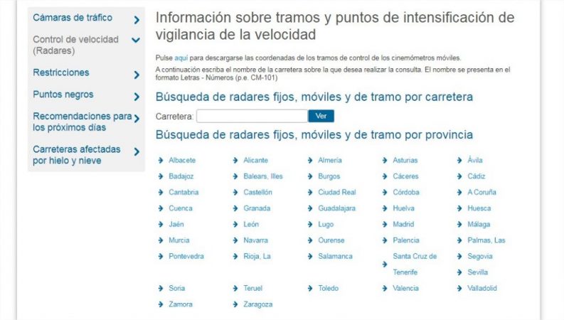 Página web de la DGT