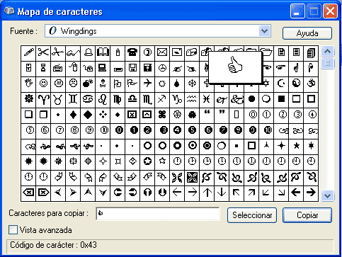 mapa de caracteres Merca2.es