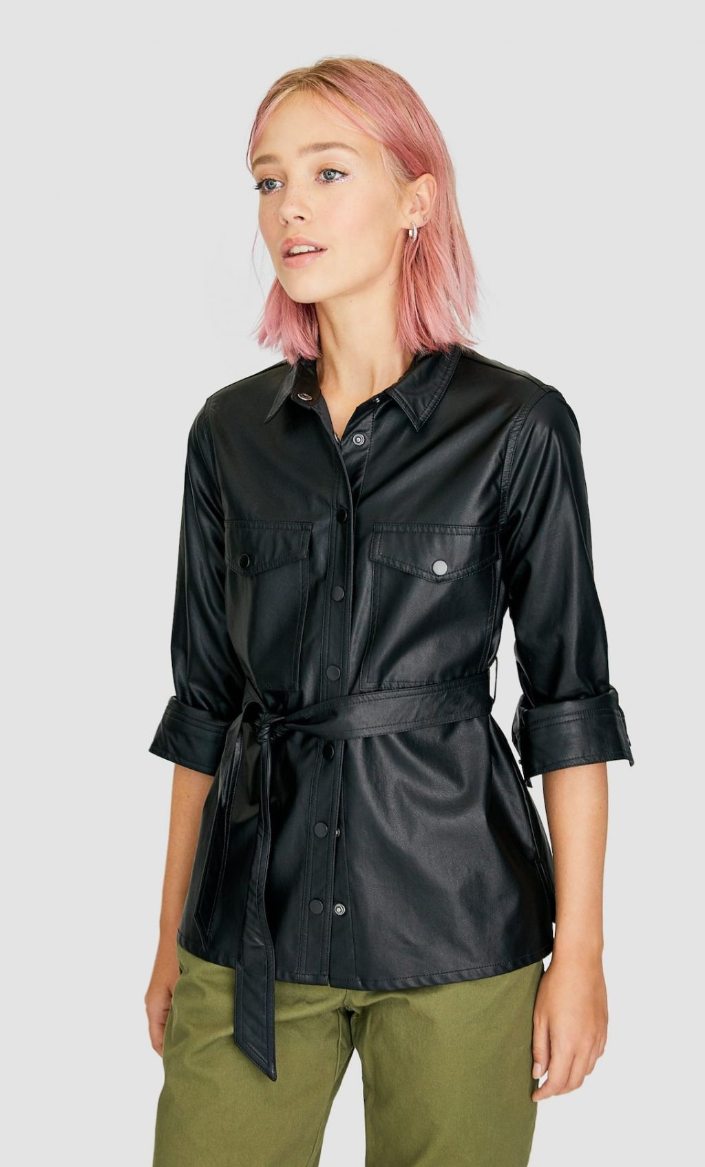 camisa piel stradivarius