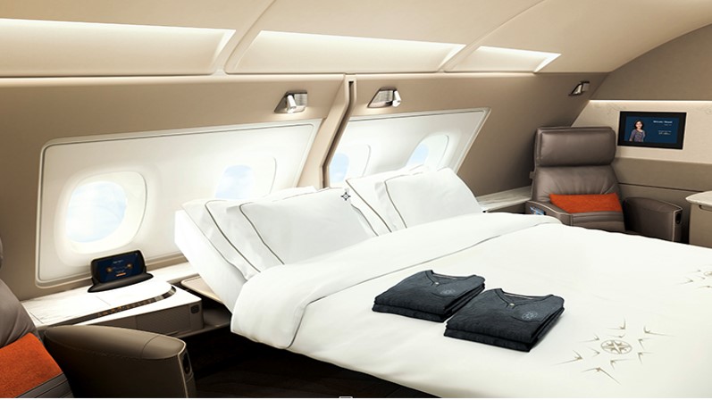 Interior de una suite de Singapore Airlines