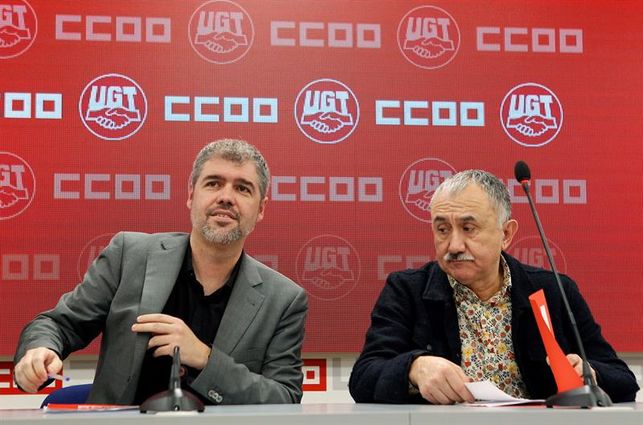 Unai Sordo y Pepe Álvarez, líderes de CC OO y UGT, respectivamente