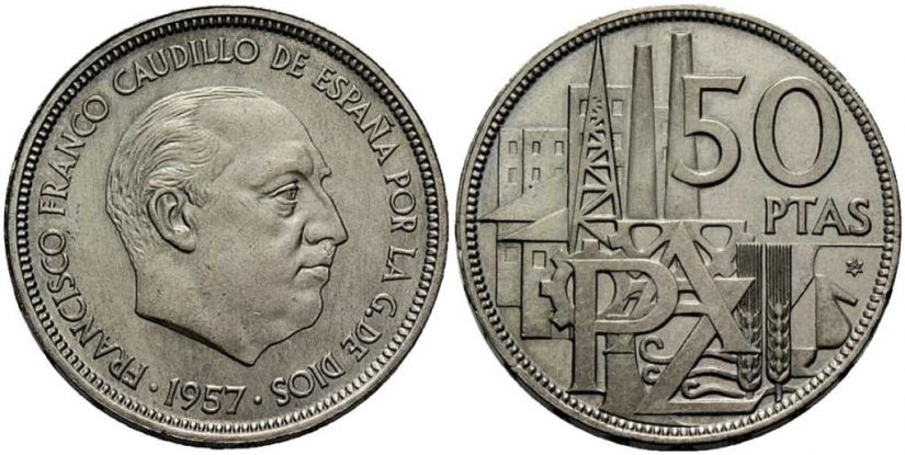 Moneda de 50 pesetas de 1957