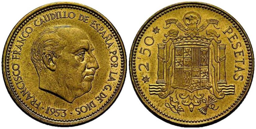 Moneda de 2,5 pesetas de 1953