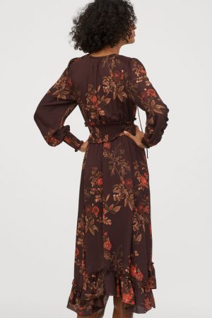 Vestido fruncido con estampado floral de H&M