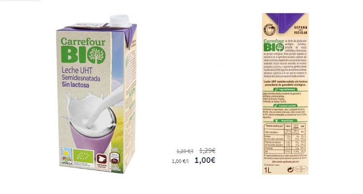 leche ecológica de Carrefour- productos saludables