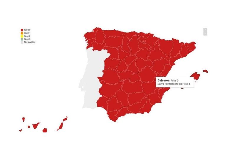 RACE publica un mapa para consultar en qué fase de la desescalada está cada provincia española