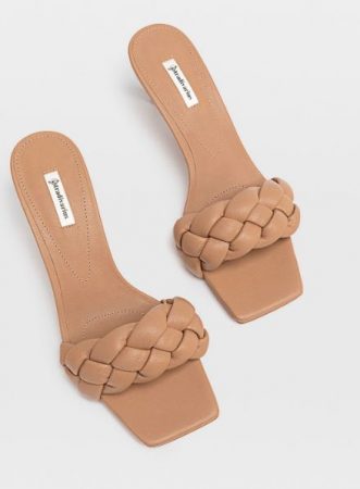 Sandalias tacón acolchadas trenzadas moda Stradivarius 