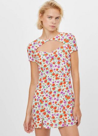 Vestido flores abertura con encanto de Bershka 