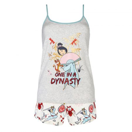 Primark: camisones y pijamas fresquitos para las noches más calurosas 31 Merca2.es Pijama corto de tirantes con estampado de Mulán de Disney en color gris Primark