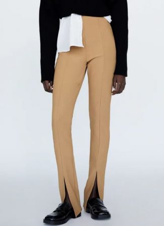 Legging canalé abertura delantera Zara 