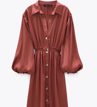 VESTIDO CAMISERO SATINADO ZARA 