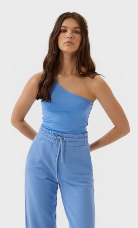 top asimetrico azul stradivarius