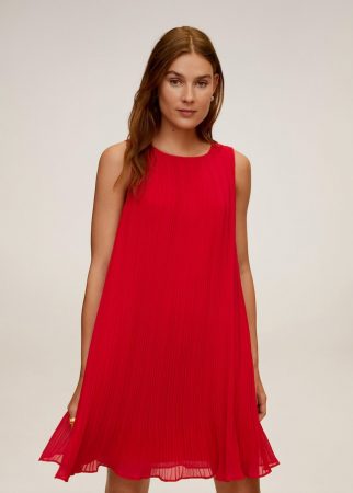 vestido corto plisado mango