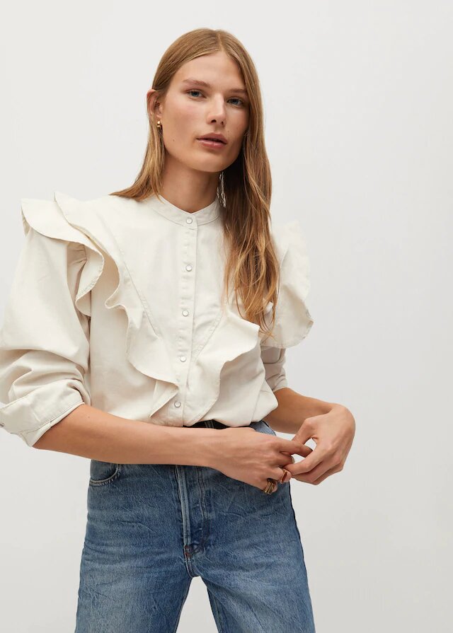 camisa algodon volantes