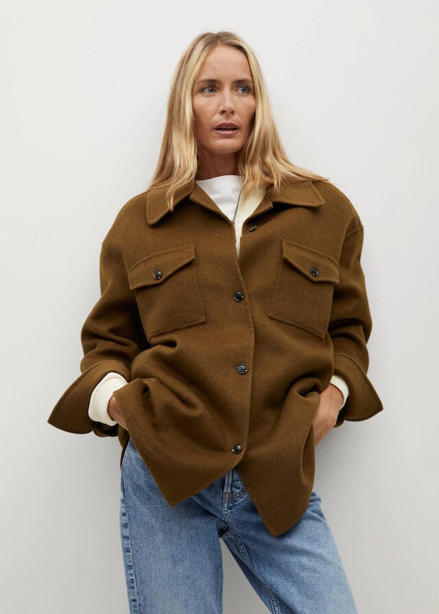 chaqueta lana oversize mango