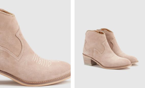 Botines de mujer Alpe en serraje de color natural - zapatos de oferta en El Corte Inglés