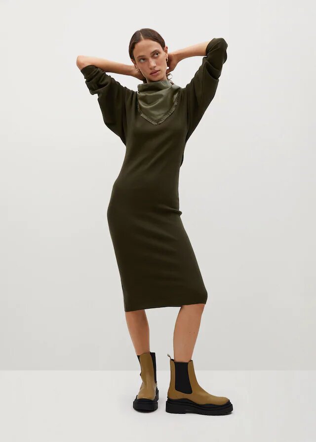 vestido punto fino mango