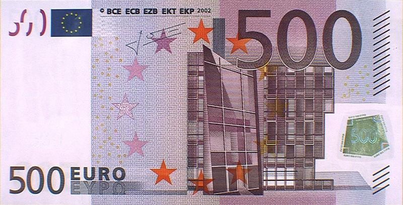 El número de billetes de 500 euros en su menor nivel desde abril de 2002