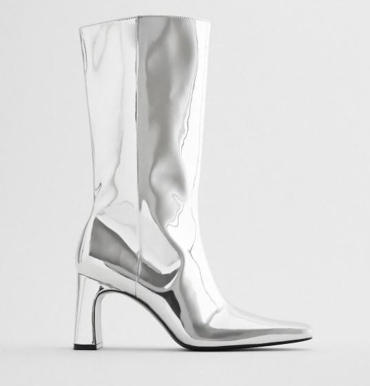 Zara bota alta tacón metalizada Merca2.es