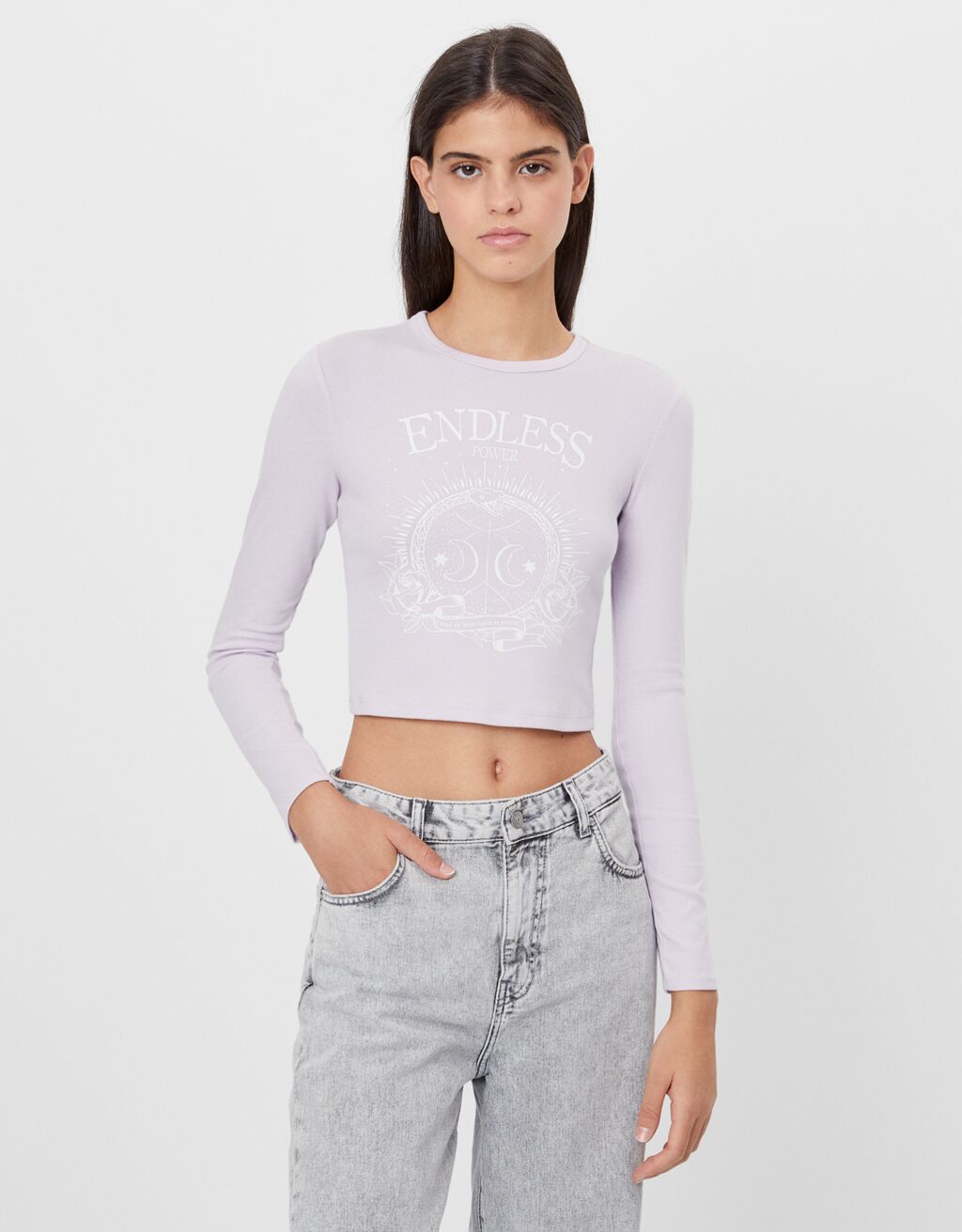 camiseta print bershka