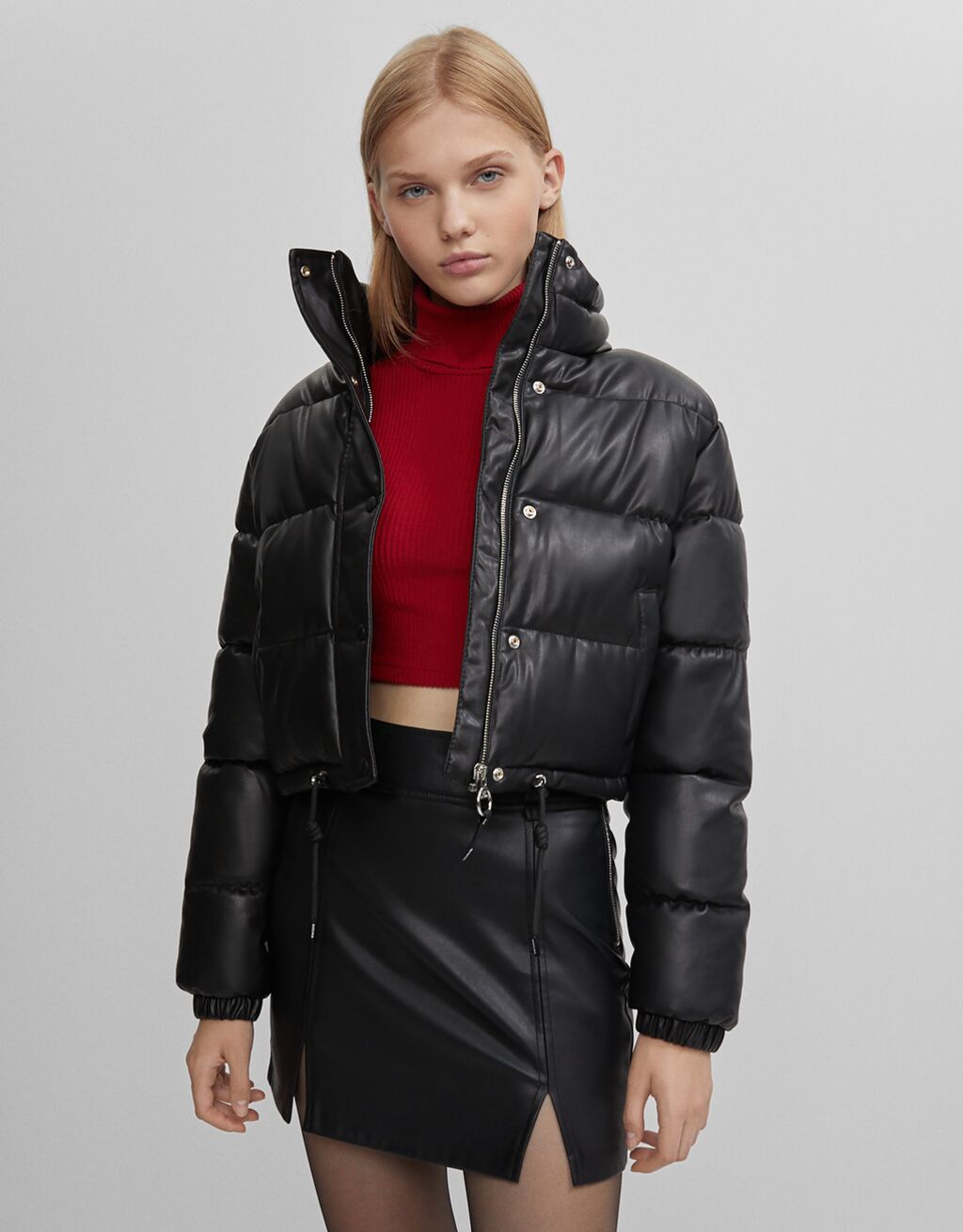 cazadora puffy efecto piel 