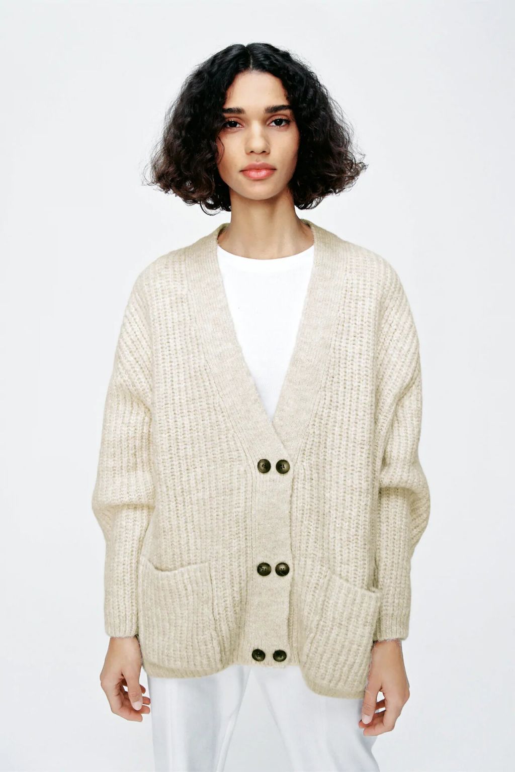 chaqueta oversize punto de zara