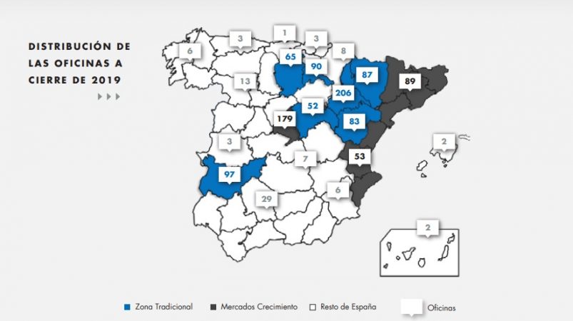 Oficinas Ibercaja a cierre de 2019 Merca2.es