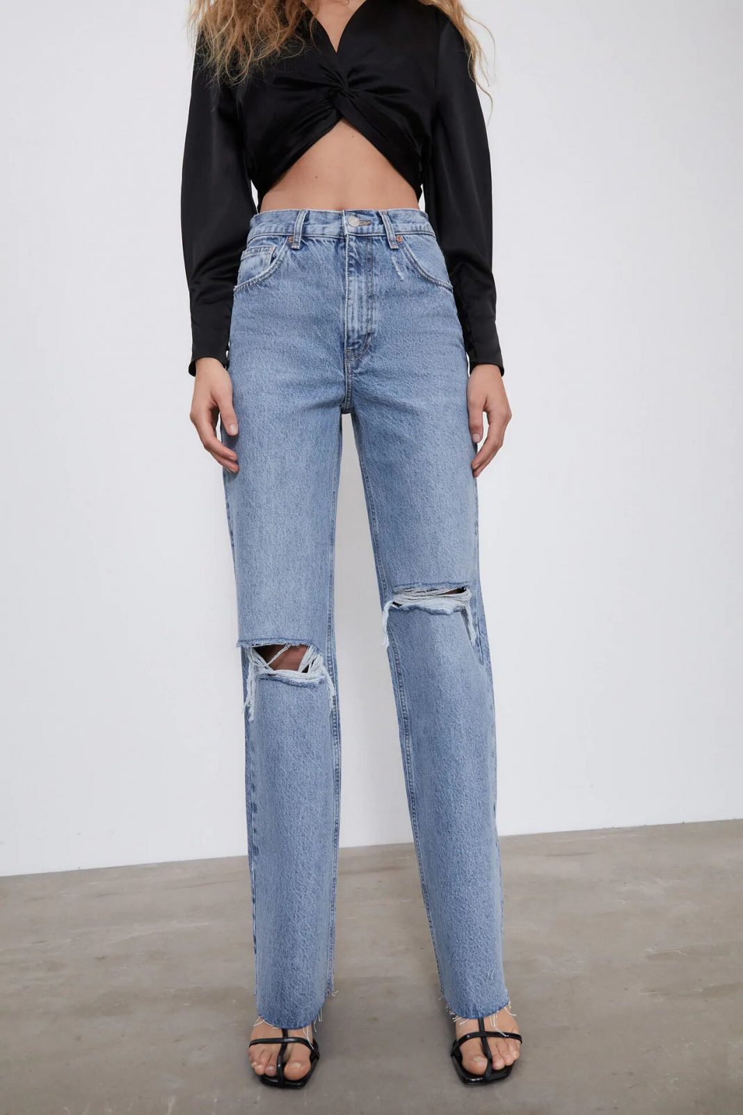 jeans hi rise wide led full length zara